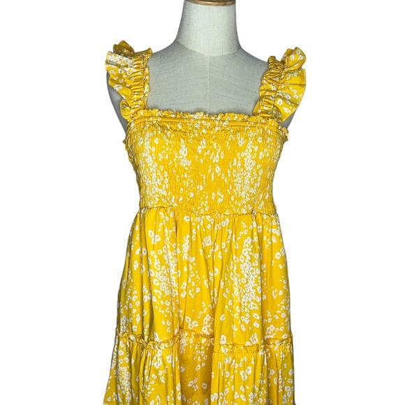 Torrid Poplin Tiered Yellow Sundress Smocked Sleeveless Maxi Dress Size 10 - Picture 3 of 11